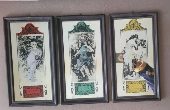 Espelho pintura ART nouveau 3 unidades