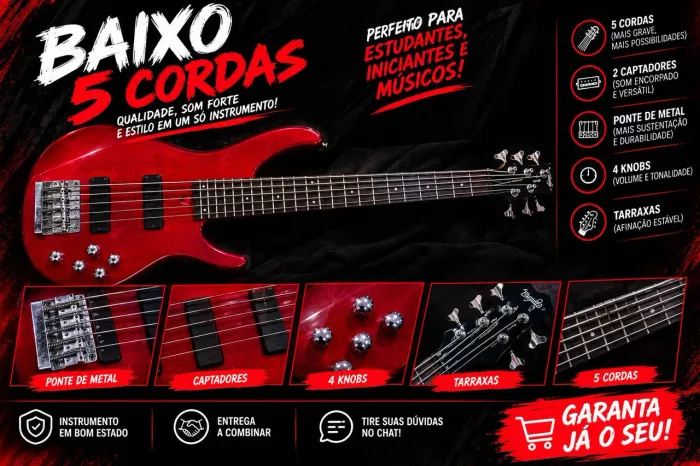 Baixo 5 cordas OBS: vai com uma pedaleira.