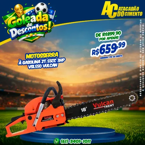 Motosserra a Gasolina 2T 55CC 3Hp VSL550 Vulcan