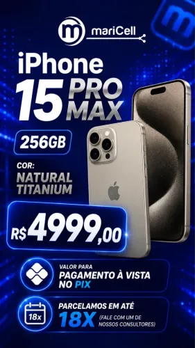 iPhone 15 PRO MAX 5G 256GB Seminovo com Garantia Legal Loja