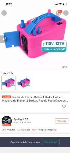 Bomba de Encher Balões Inflador Eletrico