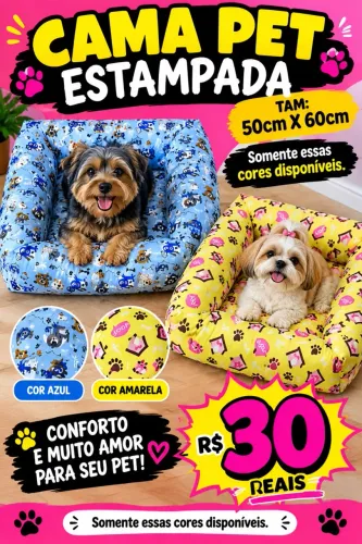 CAMA PET ESTAMPADA TAM: 50cm X 60cm