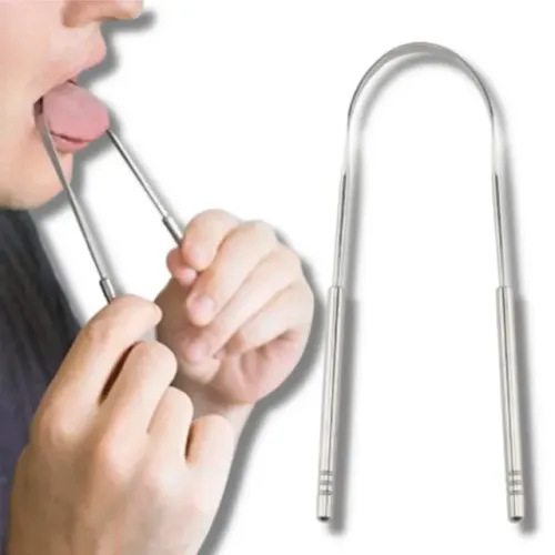Raspador de Língua Inox Sustentável + Escova de Dente de Brinde
