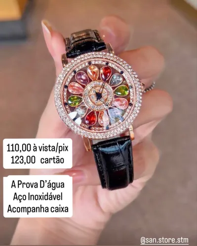 Lindo Relógio a Prova Dagua com Pedrarias que Giram
