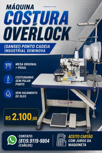 MÁQUINAS DE COSTURA INDUSTRIAL SEMINOVAS