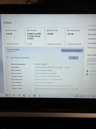 Notebook Acer Aspire 5 i5 / 8GB / 1TB - Muito conservado