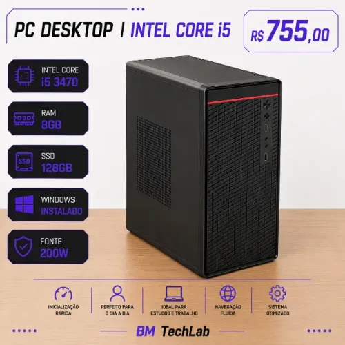 PC Desktop | Intel Core i5 3470 | SSD 140GB | Novo | Windows