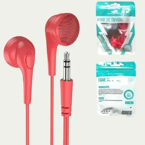 fone de ouvido com fio stereo P2 ST 2002 starmega vermelho
