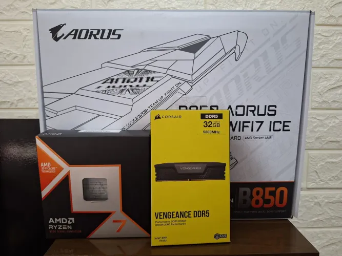 Kit Ryzen 9800X3D + B850 Aorus elite wifi 7 ice + 32GB DDR5