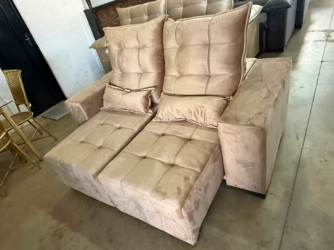 Sofá retrátil encosto reclinável novo 1.099 promoção