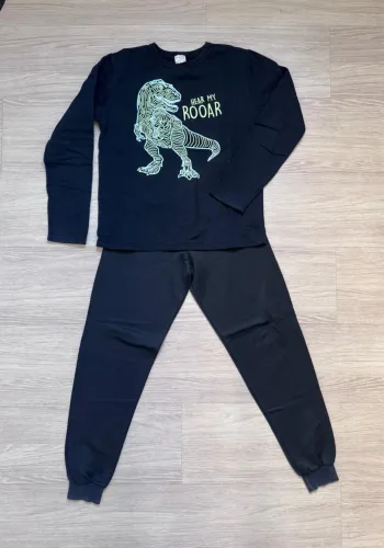 Conjunto Moletom Infantil - Tamanho 12 - Preto Dinossauro (Blusa Brandilli)
