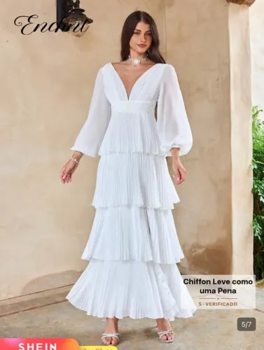 Vestido branco usado apenas uma vez para ensaio