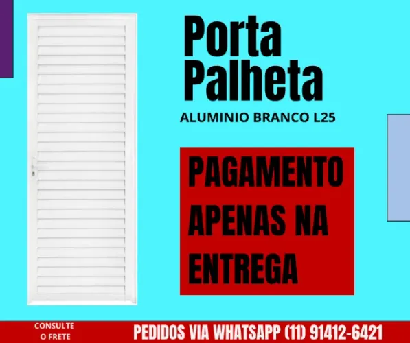 Porta aluminio Branco L25 modelo zsr - frete a/c