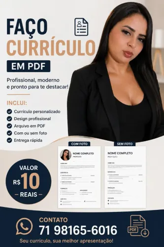 Faço currículo em PDF com foto ou sem foto 