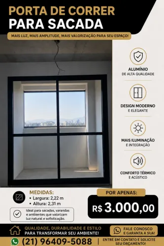 Porta de correr para sacada/ ou entrada de casa.