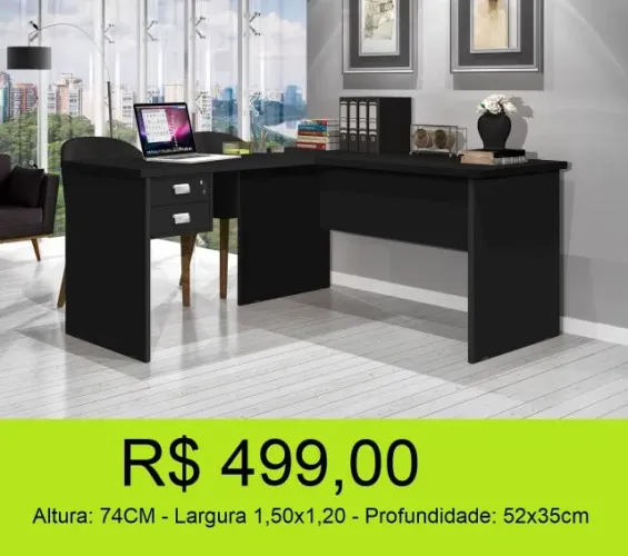 Escrivaninha em L alta linha - frete fixo 29,00