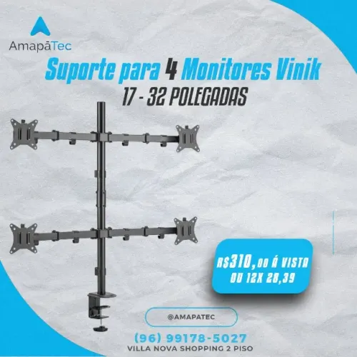 Suporte Para 4 Monitores Vertical 17" - 32"
