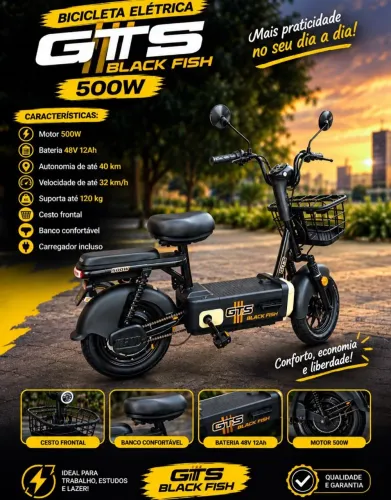 Bicicleta Elétrica GTS 500W ( Garantia de 1 ano )