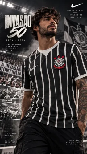 ? Camisa Corinthians Nike 2026 - Segundo Uniforme | Edição Especial Invasão 50 Anos