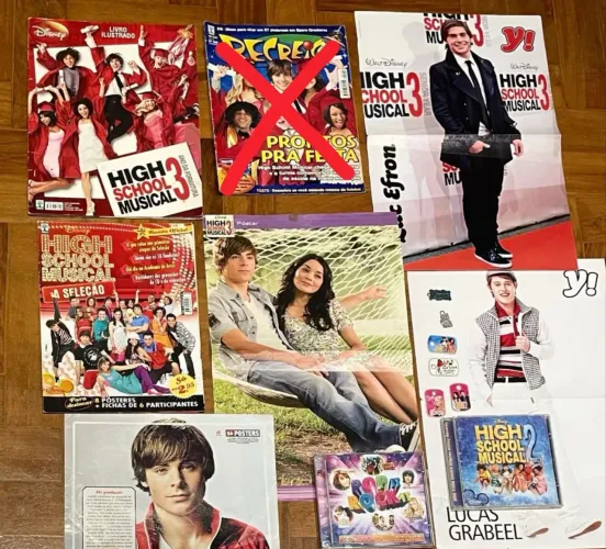 High School Musical HSM Disney |Revista, Álbum de figurinha, Chaveiro, CD, DVD