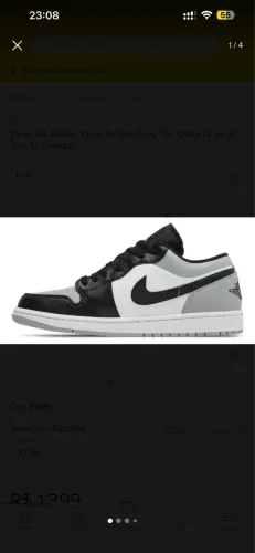 Tênis Air Jordan 1 Low Smoke Grey Toe Cinza Original Tam 41