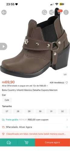 Bota TAM 30 e colete country infantil