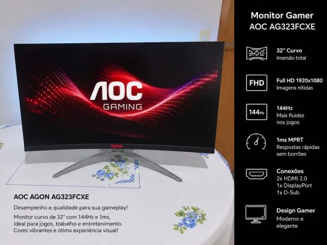 Monitor Gamer AOC AGON 32? Curvo 144Hz Full HD AG323FCXE