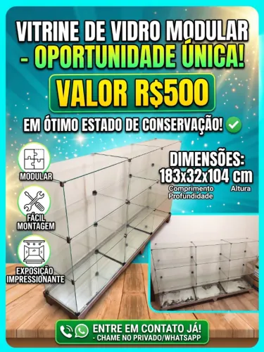 Vitrine/Mostruário de Vidro Completo - 9 Prateleiras - Ótimo Estado