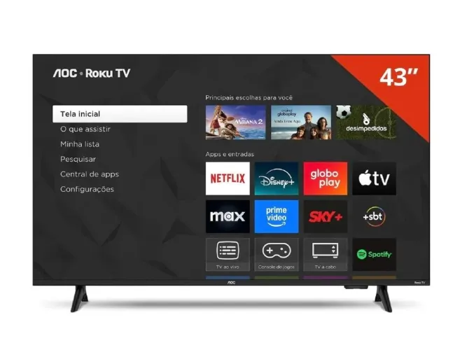Smart TV 43? AOC 43S5155/78G Full HD LED Wi-Fi Roku TV Dolby Audio