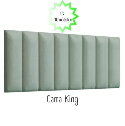 Novo - Verde Menta Cabeceira King Kit Com 10 Módulos 200x45cm - Módulo Auto Adesivo