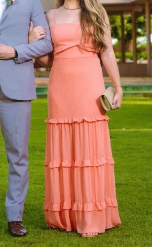 Vestido longo festa coral