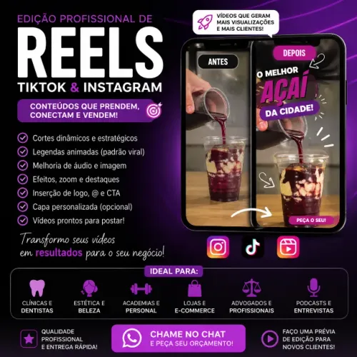 Editor(a) de Reels/TikTok - Vídeos Profissionais para Negócios