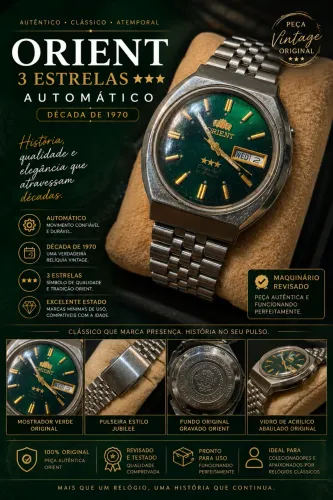 Relógio Orient automático 3 estrelas vintage.