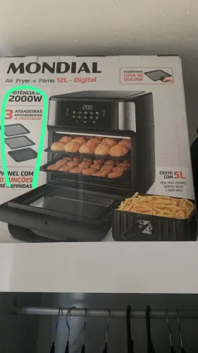 Air Fryer Mondial Forno Oven AFON-12L-BI Preto e Inox 12L