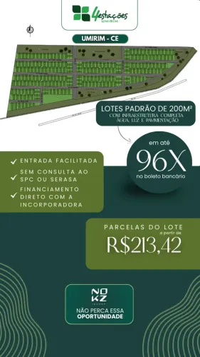Lotes em Umirim/CE  Infraestrutura Completa e Financiamento Próprio