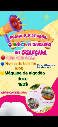 Pula-pula, piscina de bolinha, máquina de algodão doce