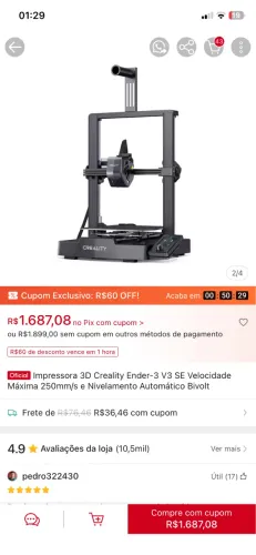 Impressora Creality Ender 3 v3 SE