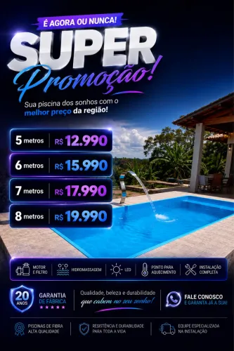 PISCINA DE FIBRA COMPLETA E INSTALADA