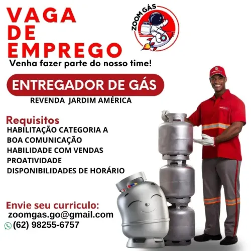 Estamos Contratando - Entregador de Gás na Zoom Gás