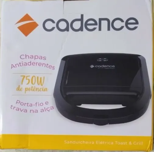 Sanduicheira Elétrica Cadence Toast & Grill, Preta, 750W, 110V, SAN260 -  Nova 