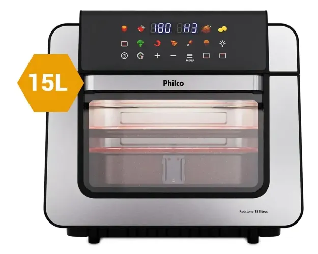 Air Fryer Oven Philco 15L Dupla Resistência 1800W PAF15B 220V