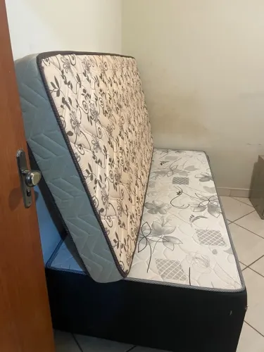Cama + colchão box de solteiro