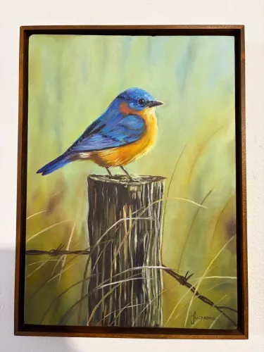 Pintura de tinta a óleo com moldura flutuante