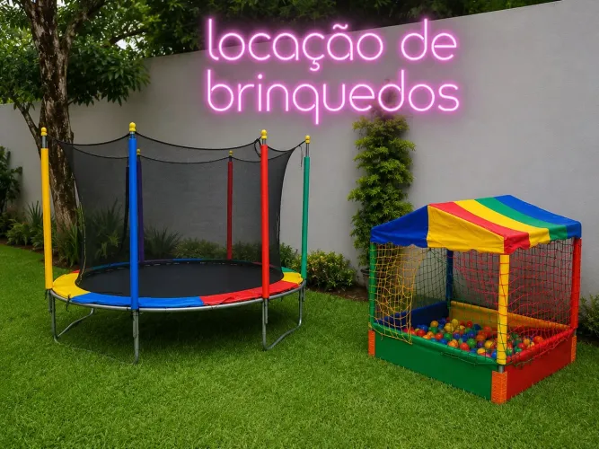 Pula pula e Casinha de Bolinha Aluguel de Brinquedos infantil Festas Aniversário