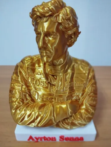 Busto Ayrton Senna Colecionável - Impressão 3D Premium Dourado