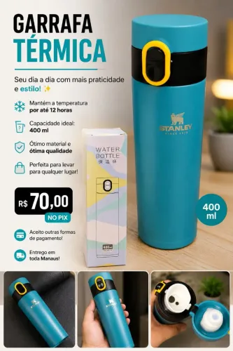 Garrafa Térmica Premium 400ml (Conserva até 12h!)
