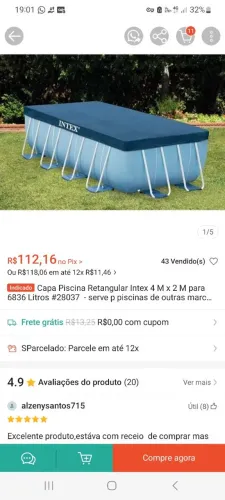 Vendo capa de piscina 2x4