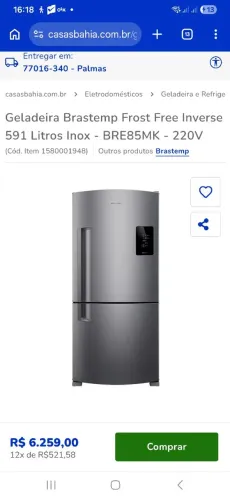 Geladeira Brastemp Frost Free Inverse 591 Litros Inox - BRE85MK - 220V