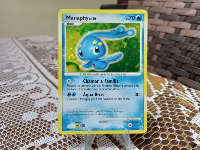 Carta Pokémon Manaphy Diamond & Pearl Holo raro básico 9/130 2007 com redemoinho foil