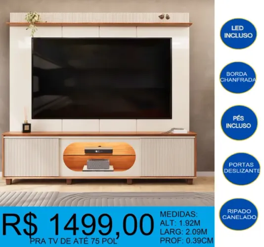 HOME PARA SALA COM LED E RIPADO - MONTAGEM GRATUITA 